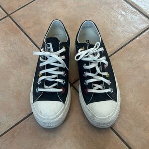 Black Platform Floral Embroidery Converse